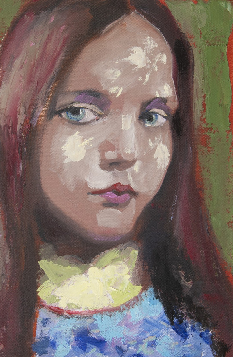 Vidmantas Jažauskas tapytas paveikslas Žvelgianti iš šešėlio, Portretai , paveikslai internetu