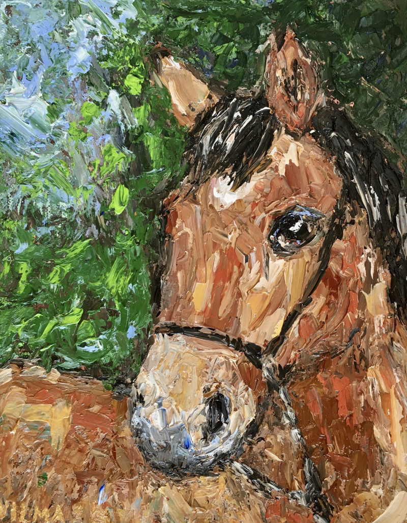 The horse original painting by Vilma Gataveckienė. Animalistic Paintings