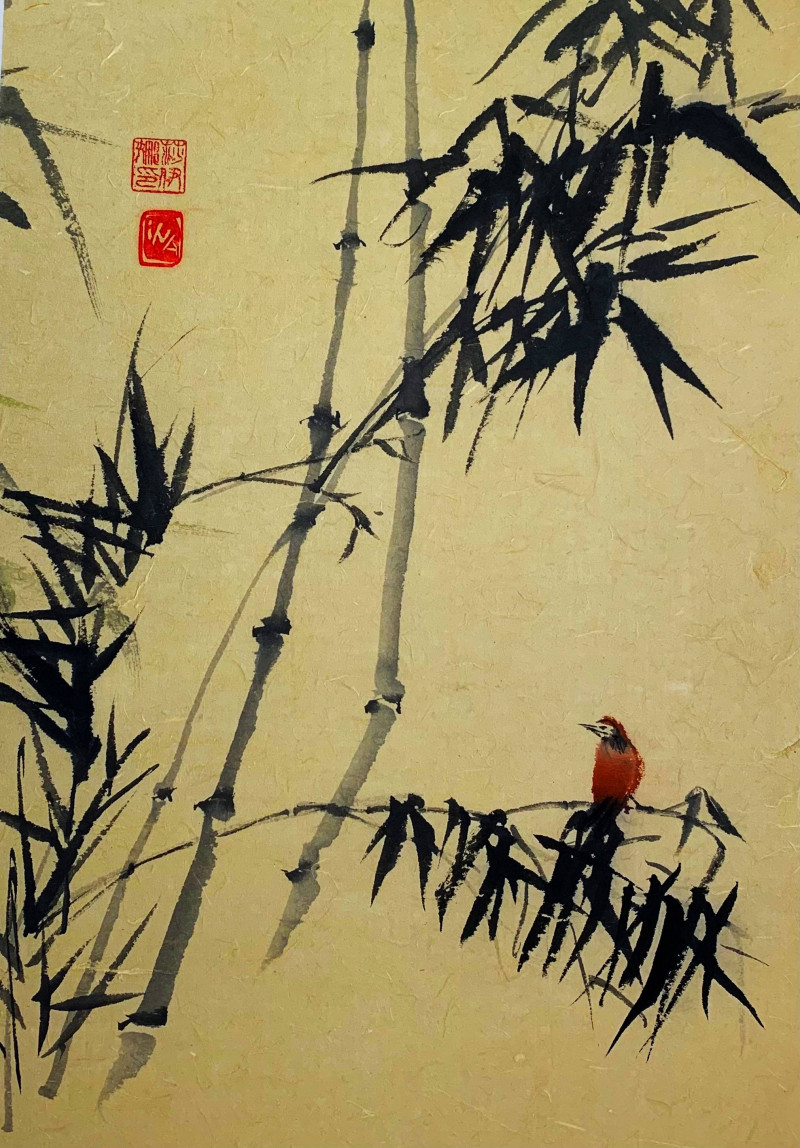 Ina Savickienė tapytas paveikslas Bambukas vėjyje, Žolynų kolekcija , paveikslai internetu