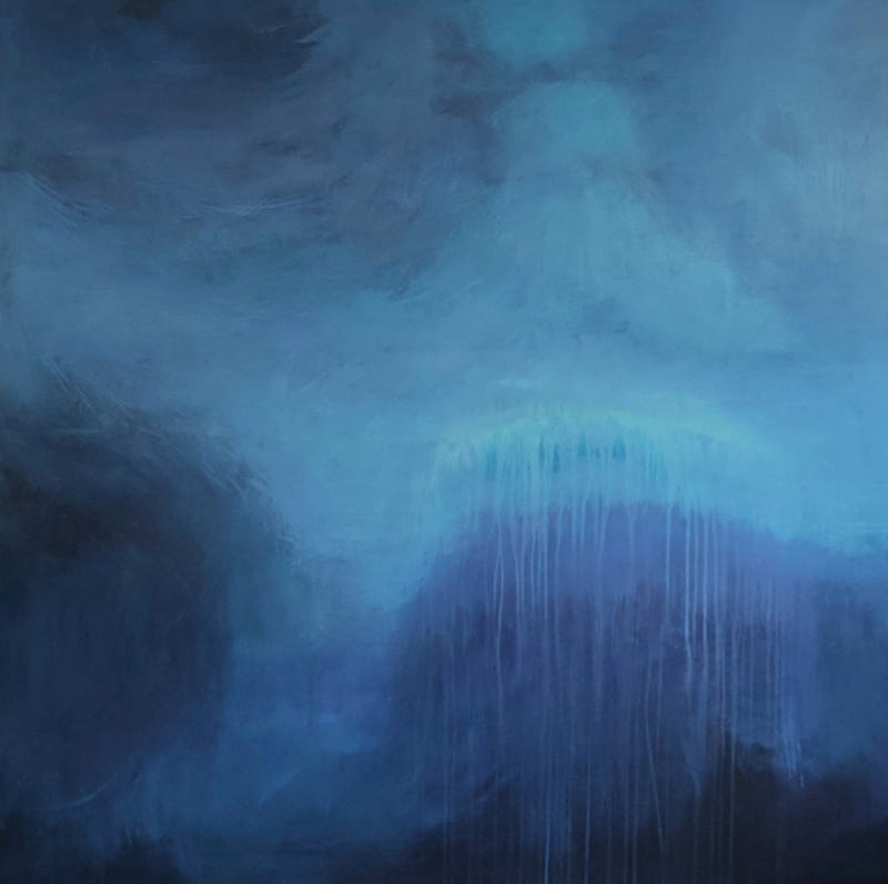 Blue fog original painting by Justina Adomavičienė. Abstract Paintings