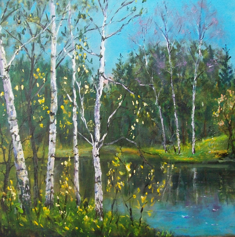 By the River original painting by Petras Beniulis. Miniature