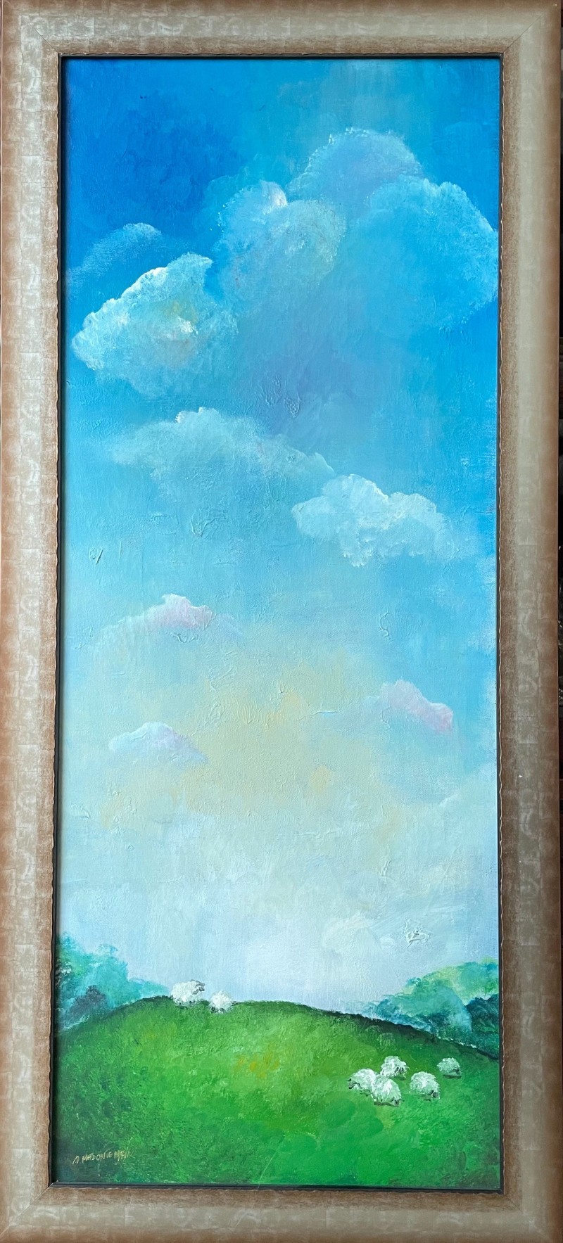 Sheep Sky original painting by Daiva Mažo. Landscapes