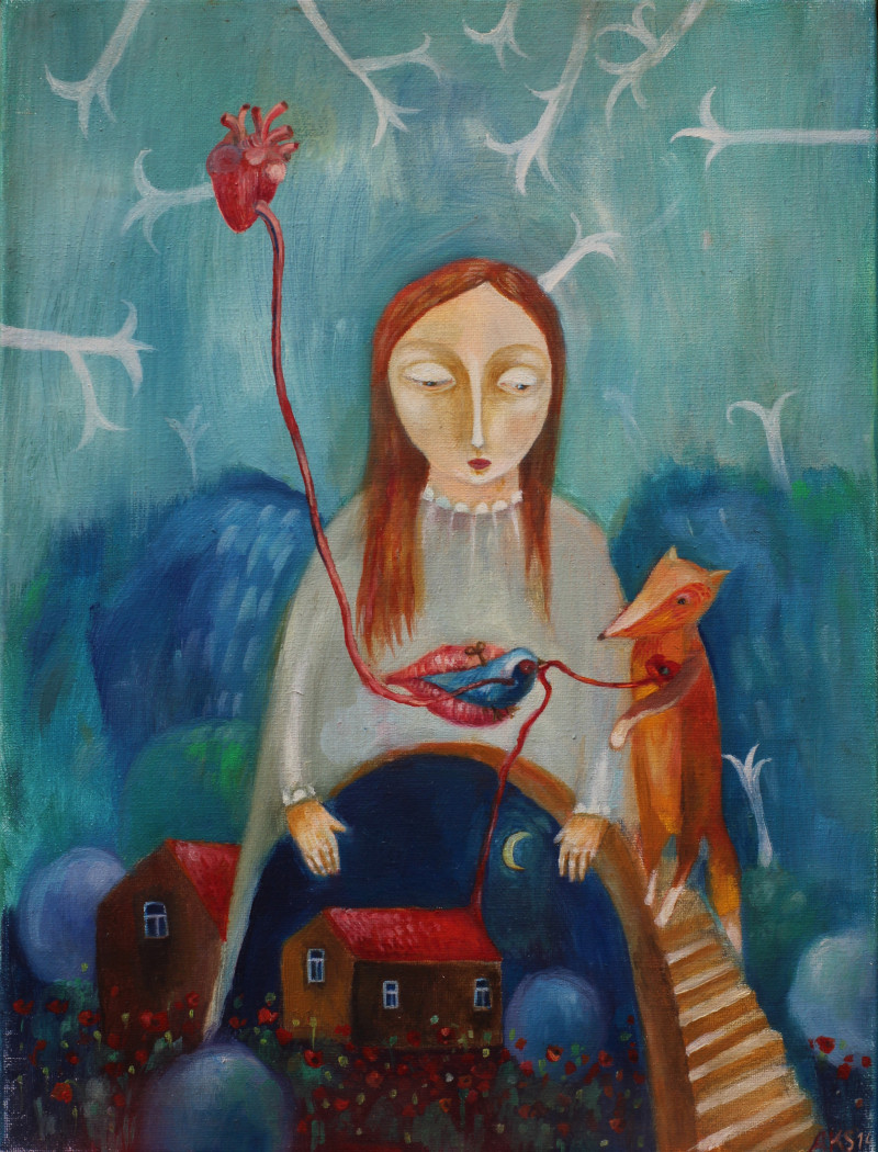 Aurelija Kairytė-Smolianskienė tapytas paveikslas Priklausomybė, Fantastiniai paveikslai , paveikslai internetu
