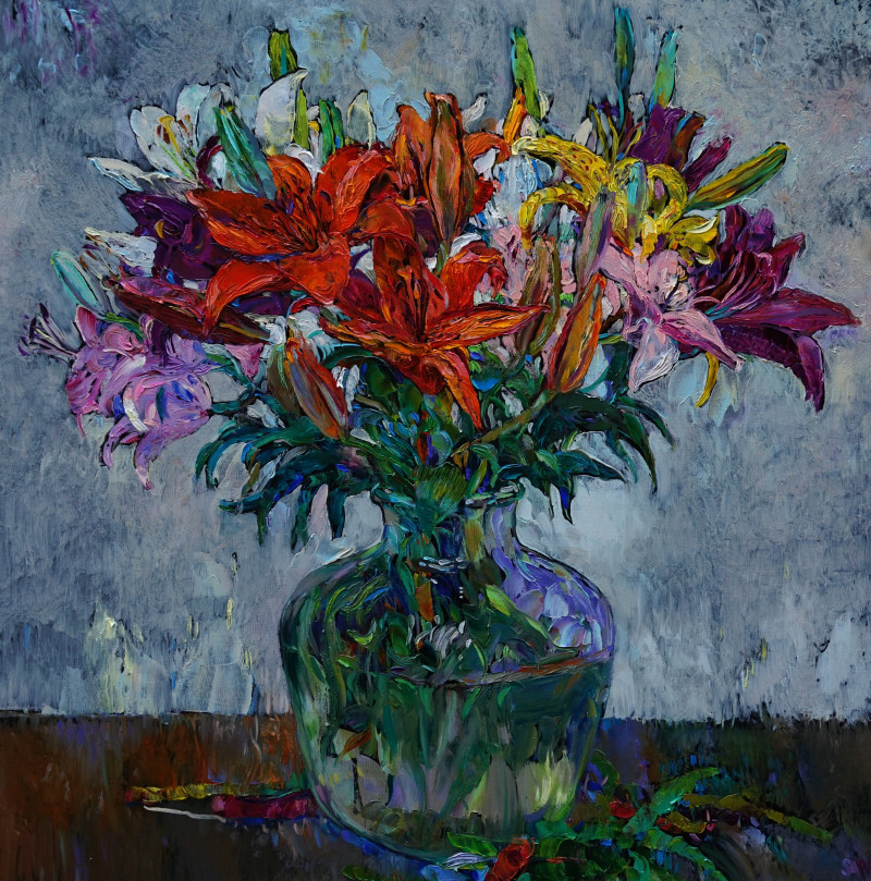 Šarūnas Šarkauskas tapytas paveikslas Lelijos, Gėlės , paveikslai internetu