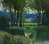 Evening original painting by Vytautas Laisonas. Landscapes