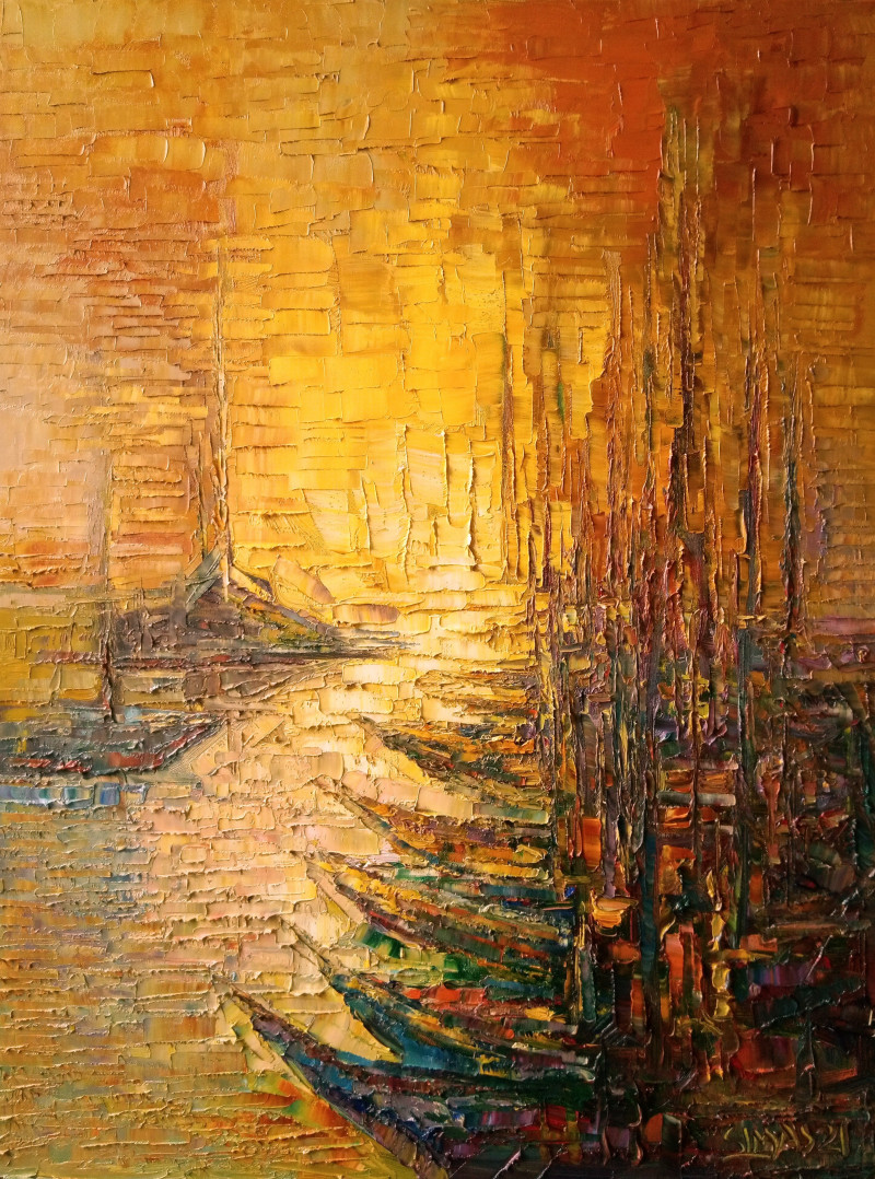 Simonas Gutauskas tapytas paveikslas Laiveliai uoste, Marinistiniai paveikslai , paveikslai internetu