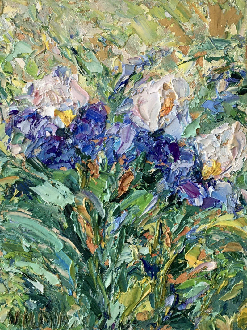 Irises original painting by Vilma Gataveckienė. Talk Of Flowers