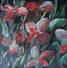 Red Flowers original painting by Kristina Česonytė. Oil painting