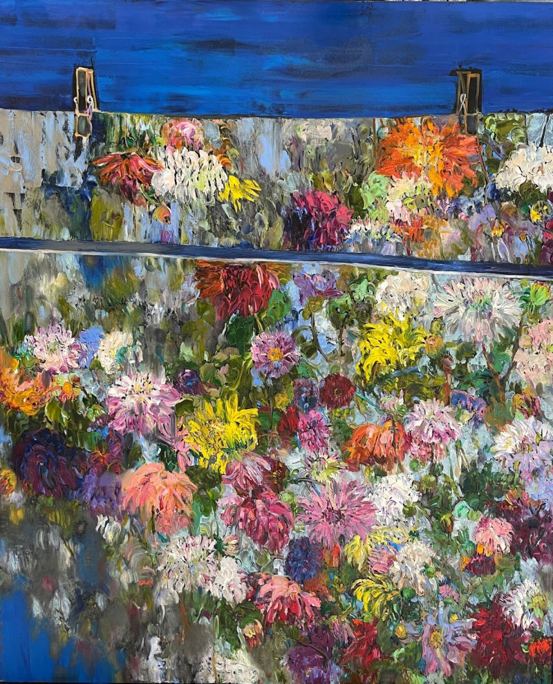 Evening original painting by Šarūnas Šarkauskas. Talk Of Flowers