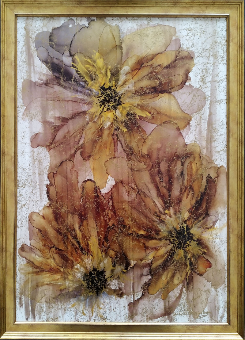 Danguolė Šerstinskaja tapytas paveikslas Golden Cobweb, Gėlių kalba , paveikslai internetu
