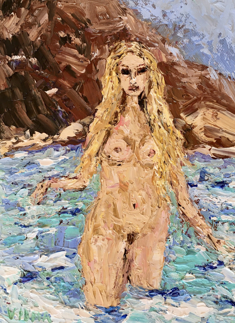 Mermaid original painting by Vilma Gataveckienė. NSFW