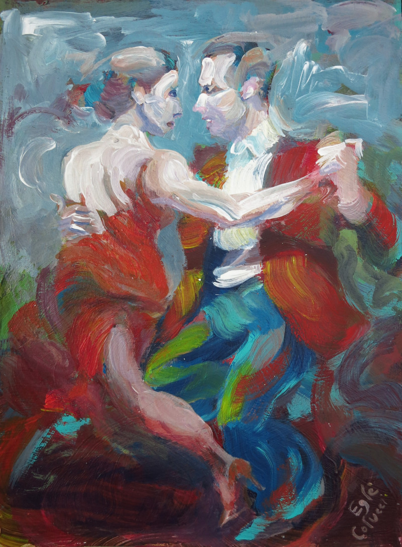 Amira and Damian original painting by Eglė Colucci. Dance - Music