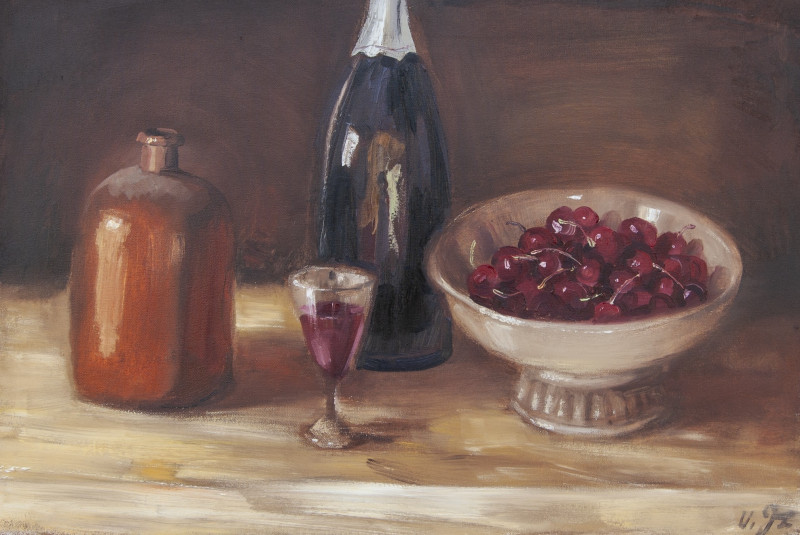 Still Life with Cherries original painting by Vidmantas Jažauskas. Still-Life
