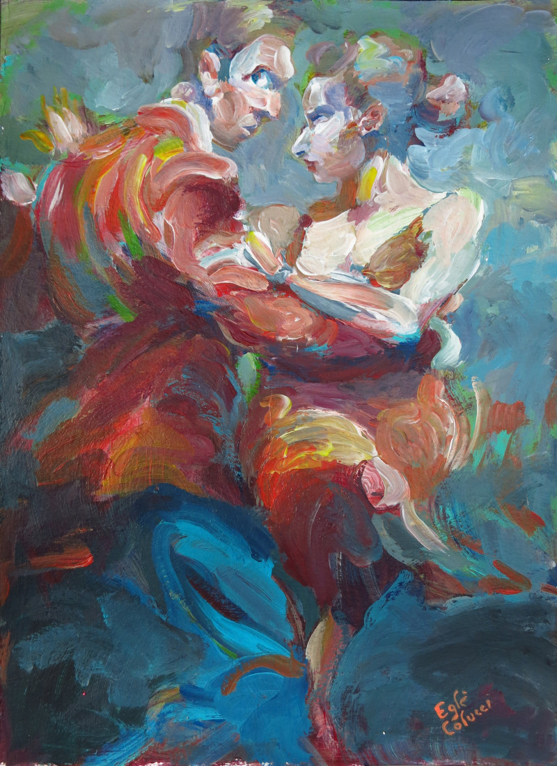 Gisela ir Gustavo original painting by Eglė Colucci. Dance - Music