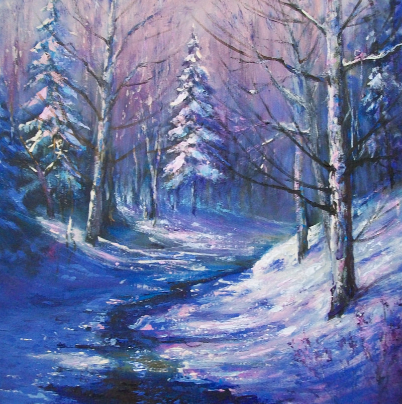 River 2 original painting by Petras Beniulis. Paintings With Winter