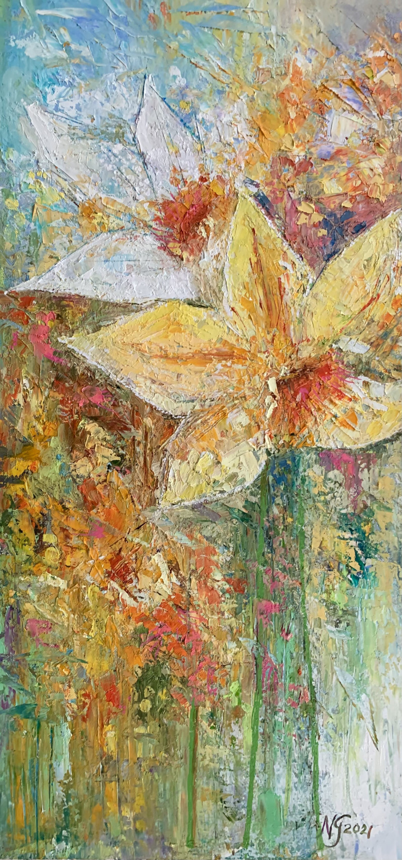 A Daffodil That Is Beautiful To Itself original painting by Nijolė Grigonytė-Lozovska. Flowers