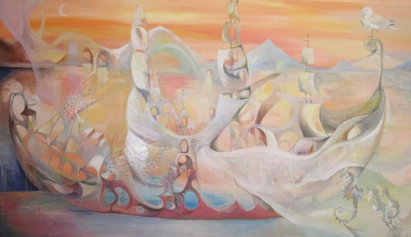 Simona Juškevičiūtė tapytas paveikslas Į svajonių uostą, Išlaisvinta fantazija , paveikslai internetu