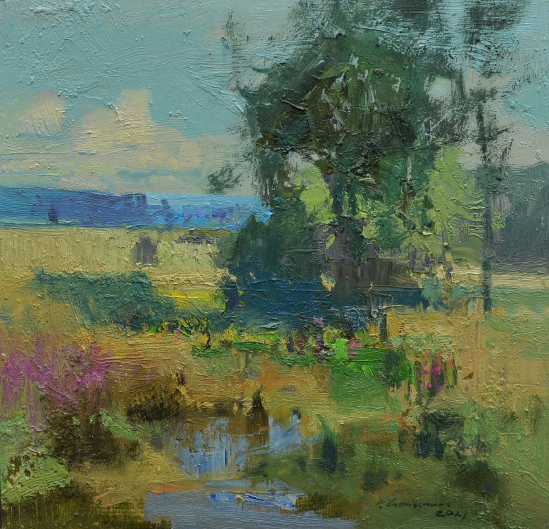 Vytautas Laisonas tapytas paveikslas Seklus upelis, Peizažai , paveikslai internetu
