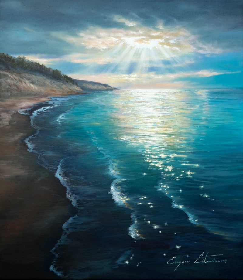 Sun Rays original painting by Jevgenijus Litvinas. Sea
