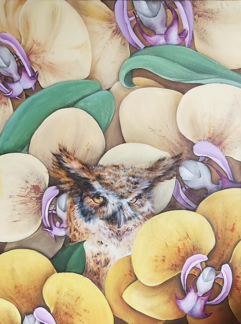 Owl original painting by Silvija Pupelytė. Animalistic Paintings