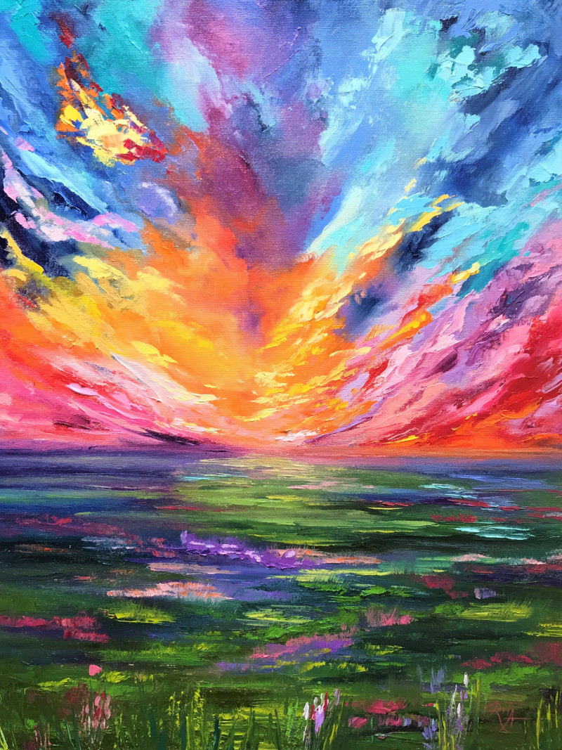 Blooming Sky original painting by Rita Medvedevienė. Splash Of Colors