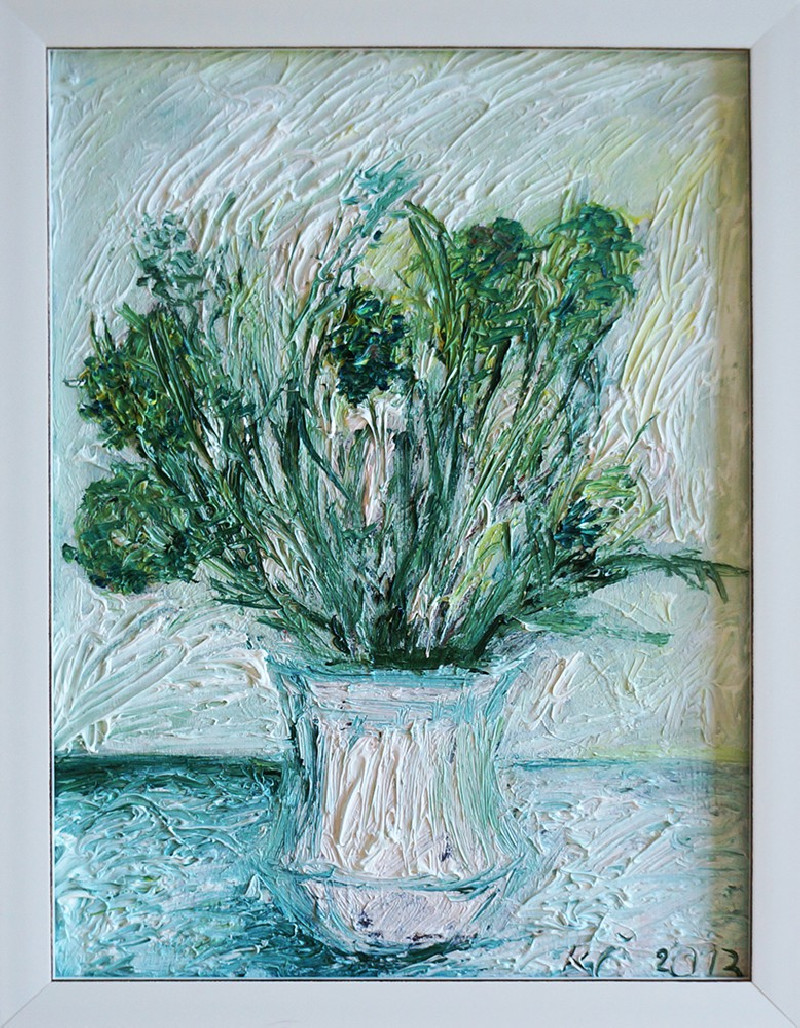 Kristina Česonytė tapytas paveikslas Sudžiūvusios gėlių puokštės motyvas, Tapyba aliejumi , paveikslai internetu
