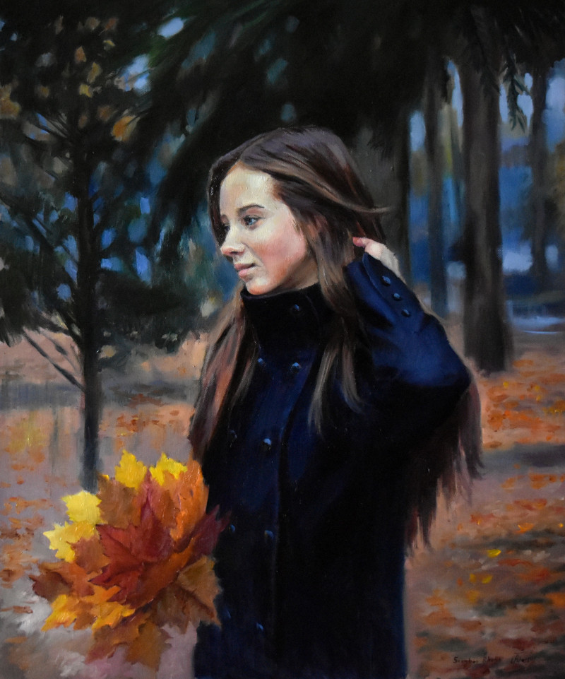 Autumn Portrait original painting by Serghei Ghetiu. Beauty Of A Woman