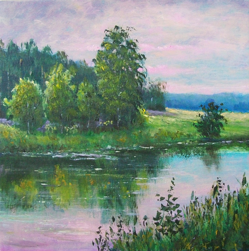 By the Water original painting by Petras Beniulis. Landscapes