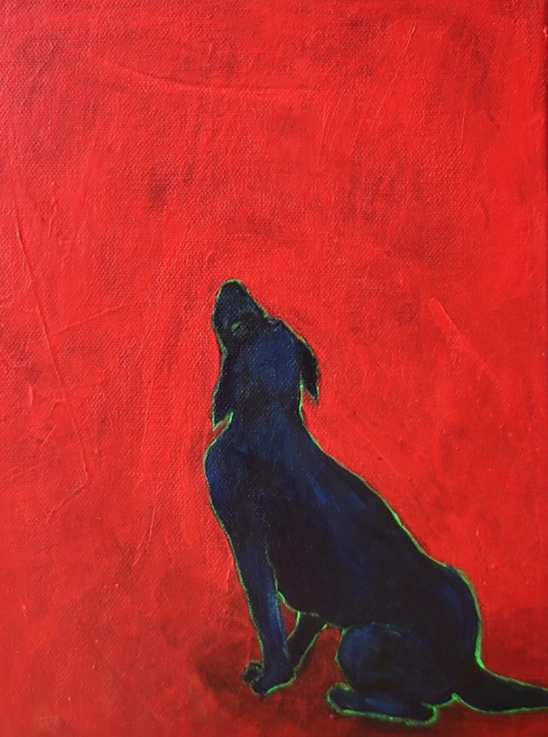 Edvilė Lukšytė tapytas paveikslas Dogs for the win, Miniatiūros - Maži darbai , paveikslai internetu