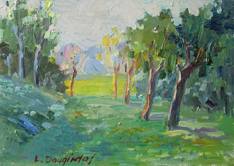 At Sunrise original painting by Liudvikas Daugirdas. Landscapes