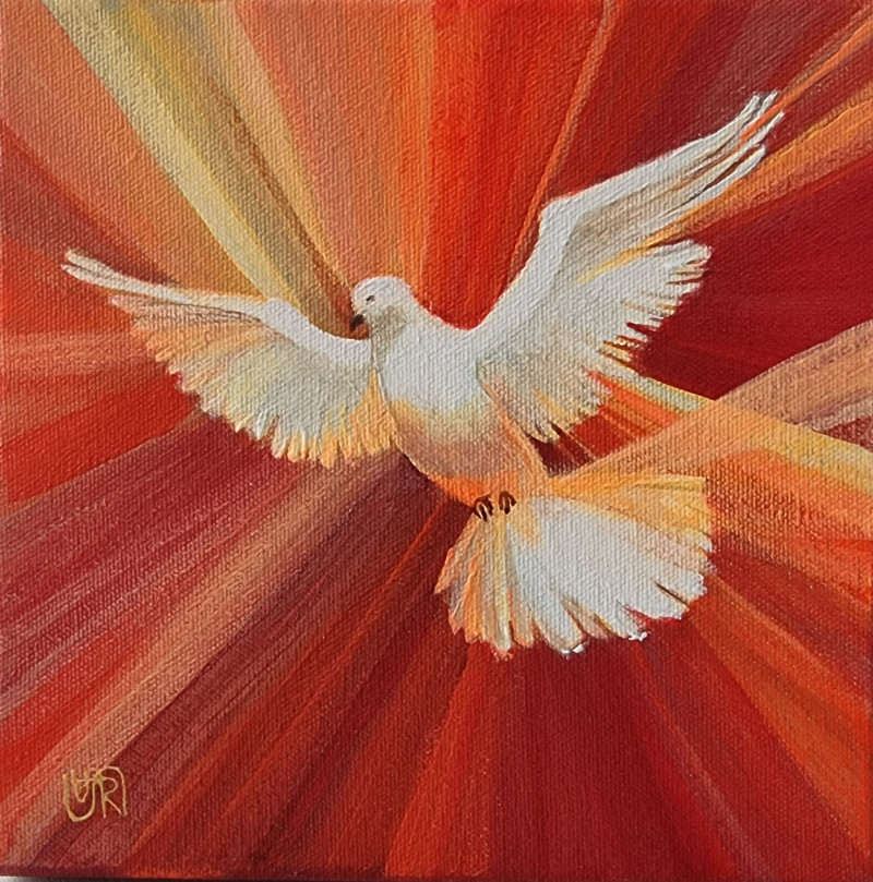 ...And the Holy Spirit / donation to Ukraine original painting by Rasa Tamošiūnienė. Slava Ukraini