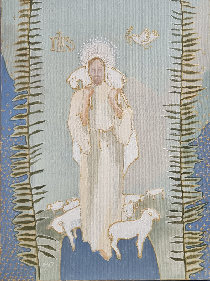 Rasa Tamošiūnienė tapytas paveikslas Gerasis ganytojas, Sakralinis , paveikslai internetu