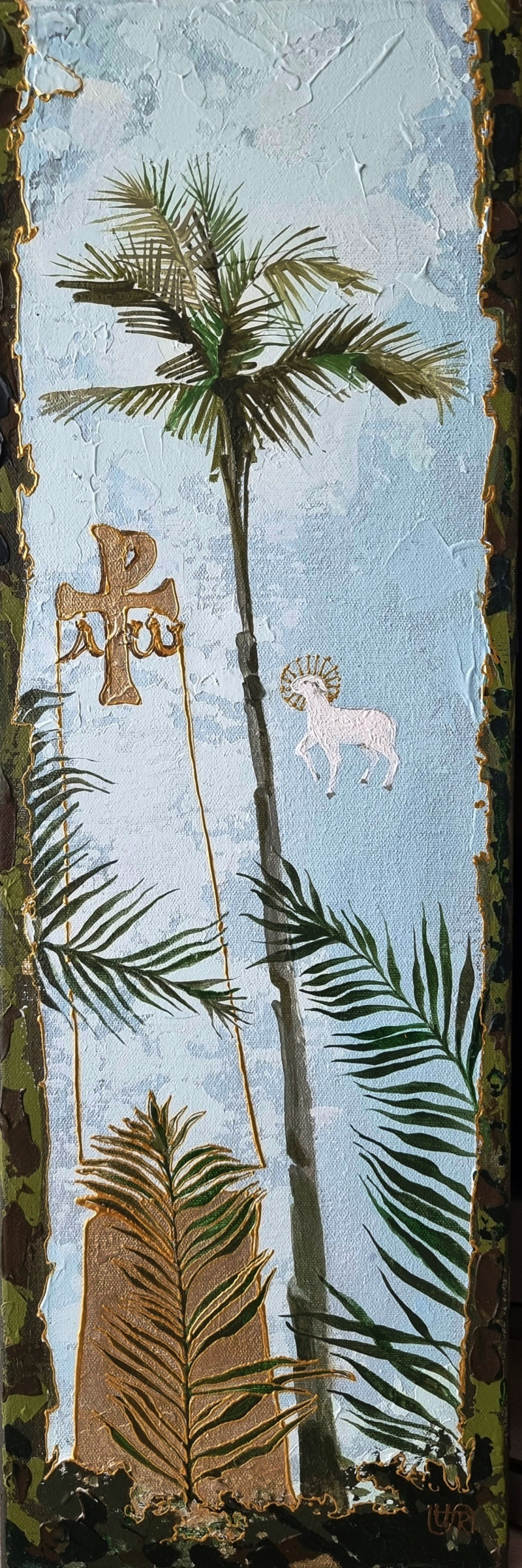 Rasa Tamošiūnienė tapytas paveikslas Teisieji žaliuoja lyg palmės, Sakralinis , paveikslai internetu