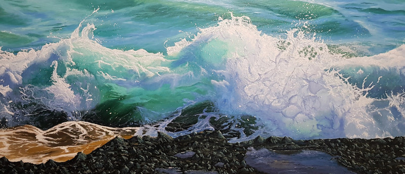 Mantas Naulickas tapytas paveikslas Paskutinis bangos šokis, Marinistiniai paveikslai , paveikslai internetu