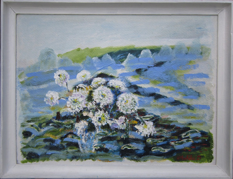 White Flowers original painting by Gitas Markutis. Flowers