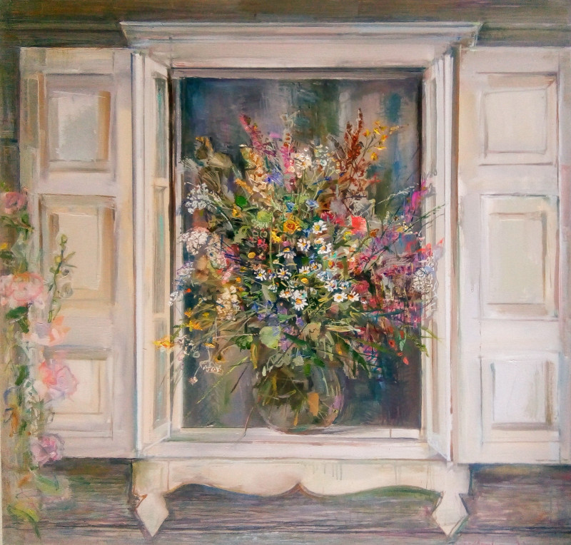Window original painting by Jonas Šidlauskas. Calm paintings