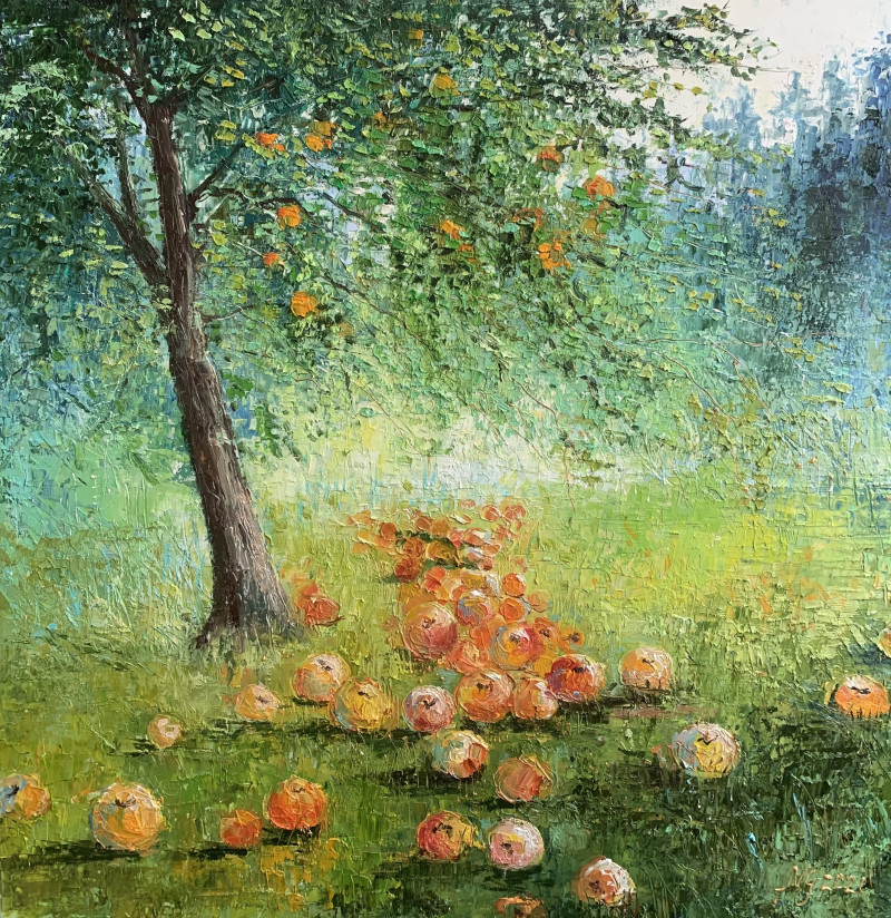 Apples original painting by Nijolė Grigonytė-Lozovska. Landscapes