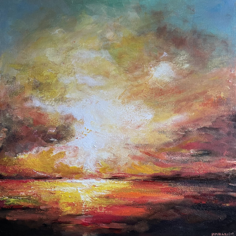 Sunset original painting by Daiva Karaliūtė. Landscapes