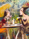 Genutė Burbaitė tapytas paveikslas Draugės, Miniatiūros - Maži darbai , paveikslai internetu