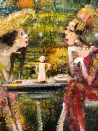 Genutė Burbaitė tapytas paveikslas Pokalbis, Miniatiūros - Maži darbai , paveikslai internetu