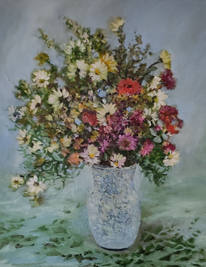 Birutė Butkienė tapytas paveikslas Vasaros gėlių puokštė, Gėlės , paveikslai internetu