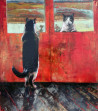 Onutė Juškienė tapytas paveikslas Per stiklą, Animalistiniai paveikslai , paveikslai internetu