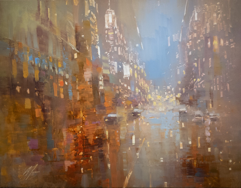 The Gentle Noise original painting by Aleksandr Jerochin. Urbanistic - Cityscape
