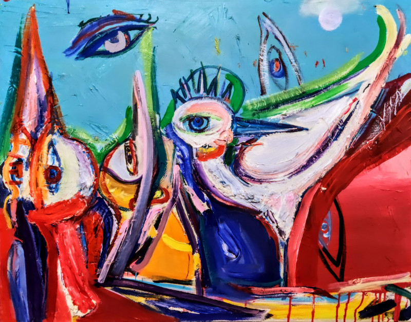 Arvydas Martinaitis tapytas paveikslas Trys, Meno kolekcionieriams , paveikslai internetu