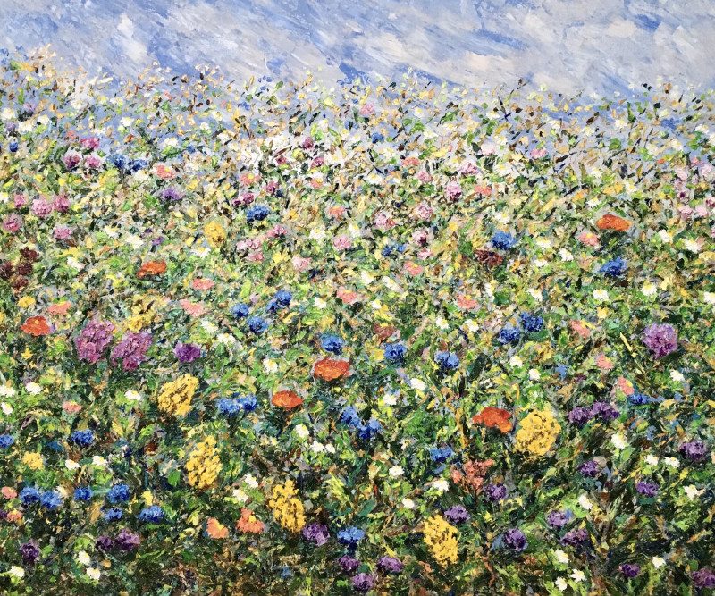 Vilma Gataveckienė tapytas paveikslas Žydintis laukas, Gėlės , paveikslai internetu