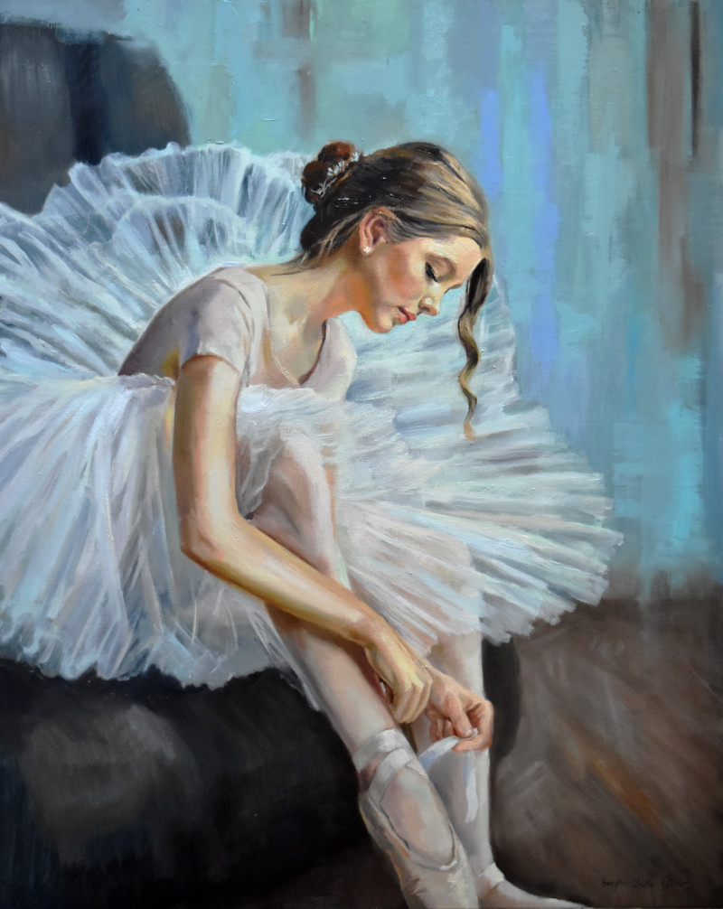 Ballerina Prepares For A Lesson original painting by Serghei Ghetiu. Paintings With People