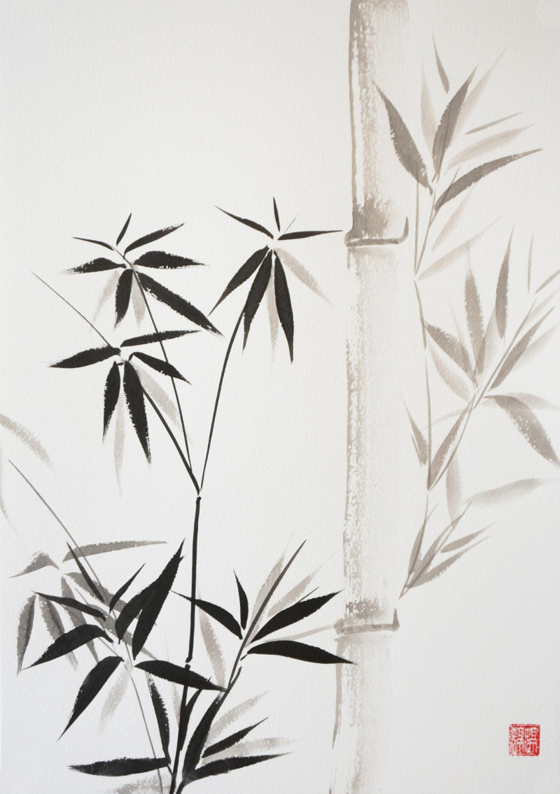 Indrė Beinartė tapytas paveikslas Bambukas, Gėlės , paveikslai internetu