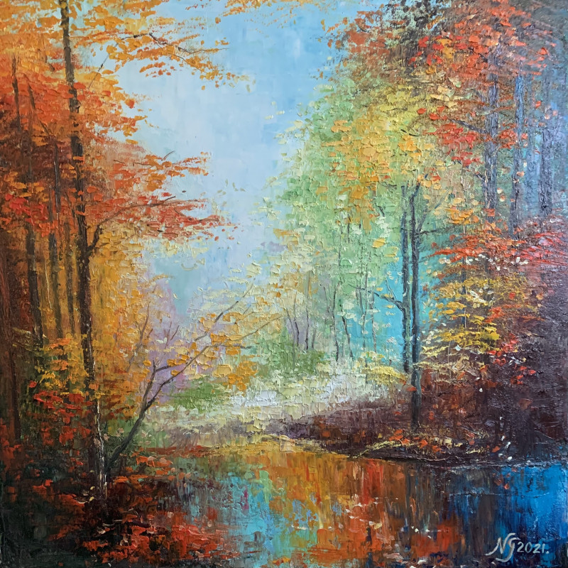 By The Lake original painting by Nijolė Grigonytė-Lozovska. Landscapes