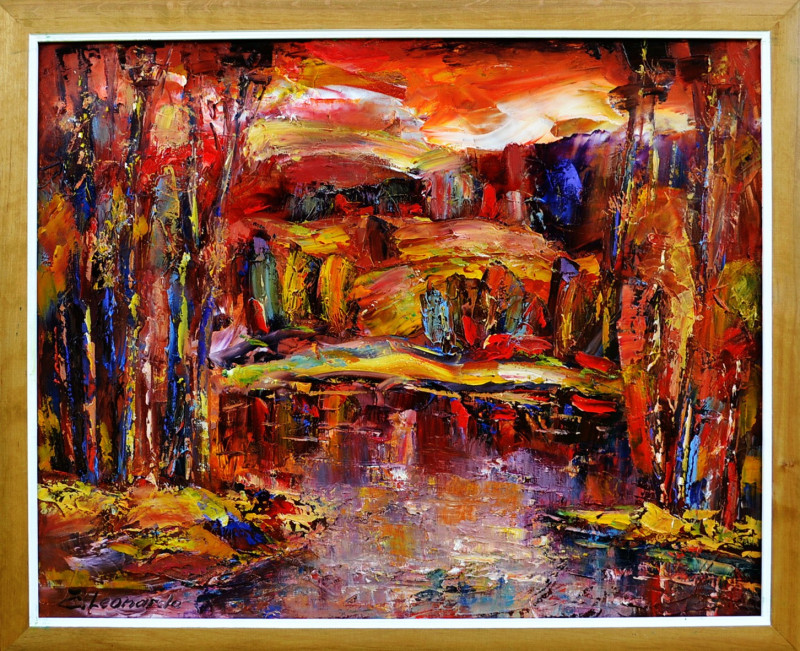 Autumn's Evening original painting by Leonardas Černiauskas. Landscapes