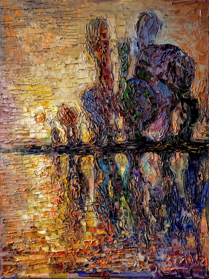 Simonas Gutauskas tapytas paveikslas Rudeninis atspindys, Peizažai , paveikslai internetu